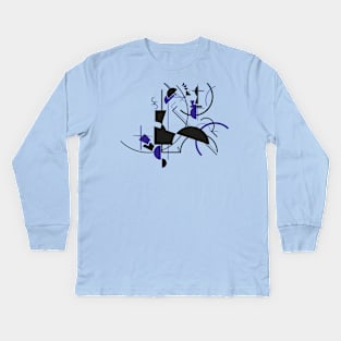 Abstract digital artwork number 5 - Black and Blue Kids Long Sleeve T-Shirt